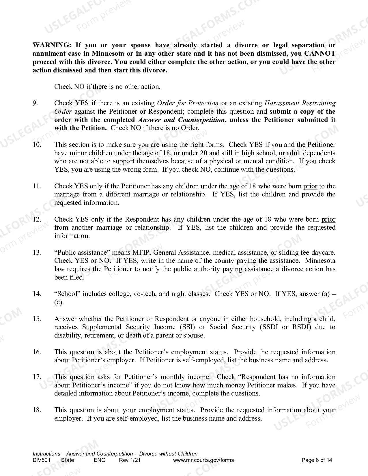 Preview Instructions - Answer and Counterpetition