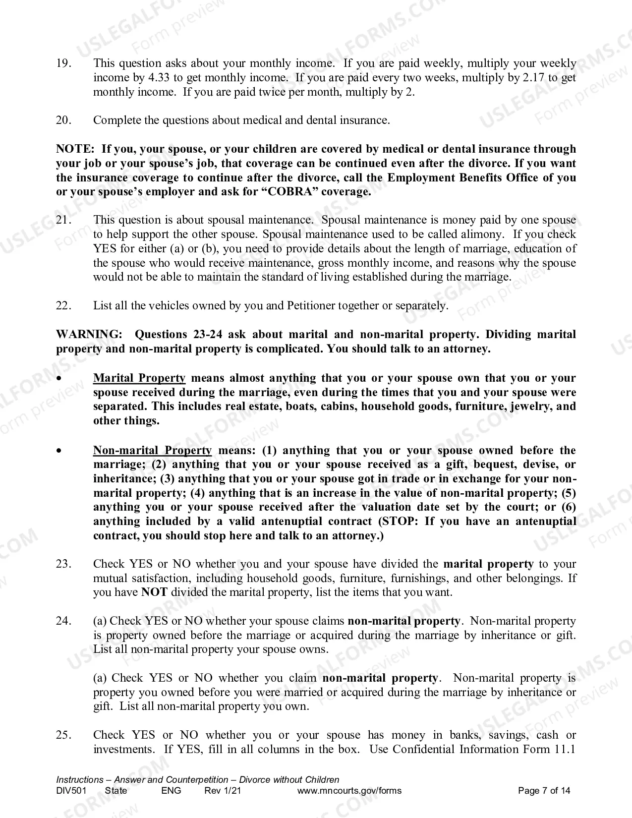 Preview Instructions - Answer and Counterpetition