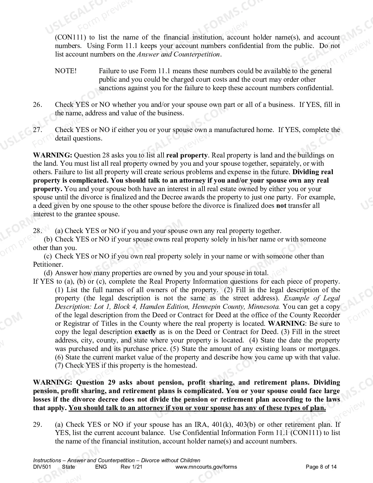 Preview Instructions - Answer and Counterpetition