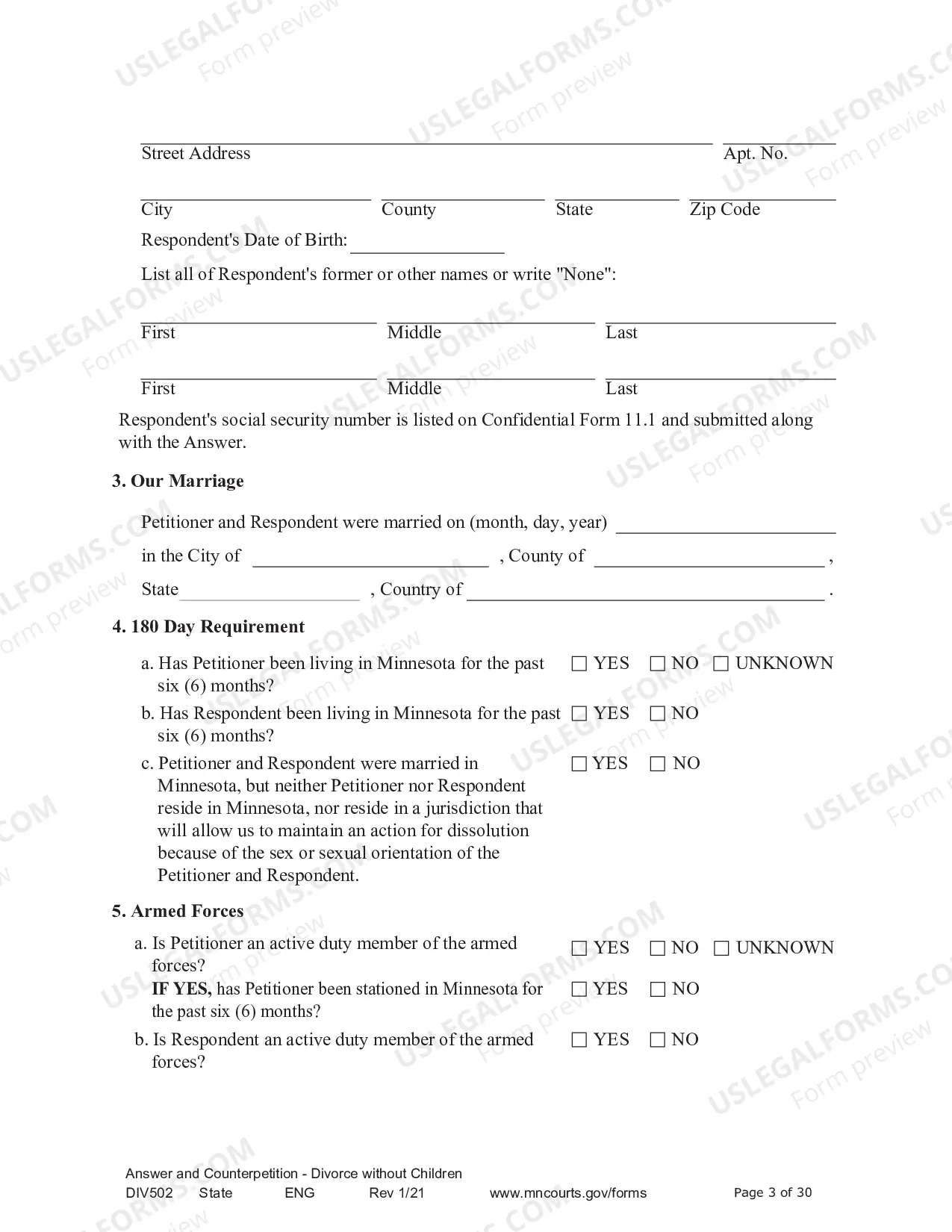 Preview Answer and Counter - Petition without Children