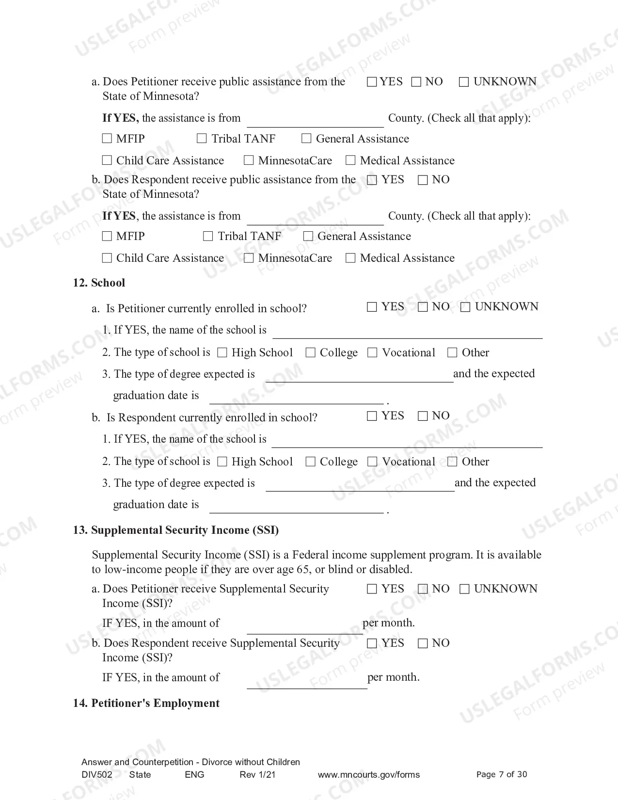 Preview Answer and Counter - Petition without Children