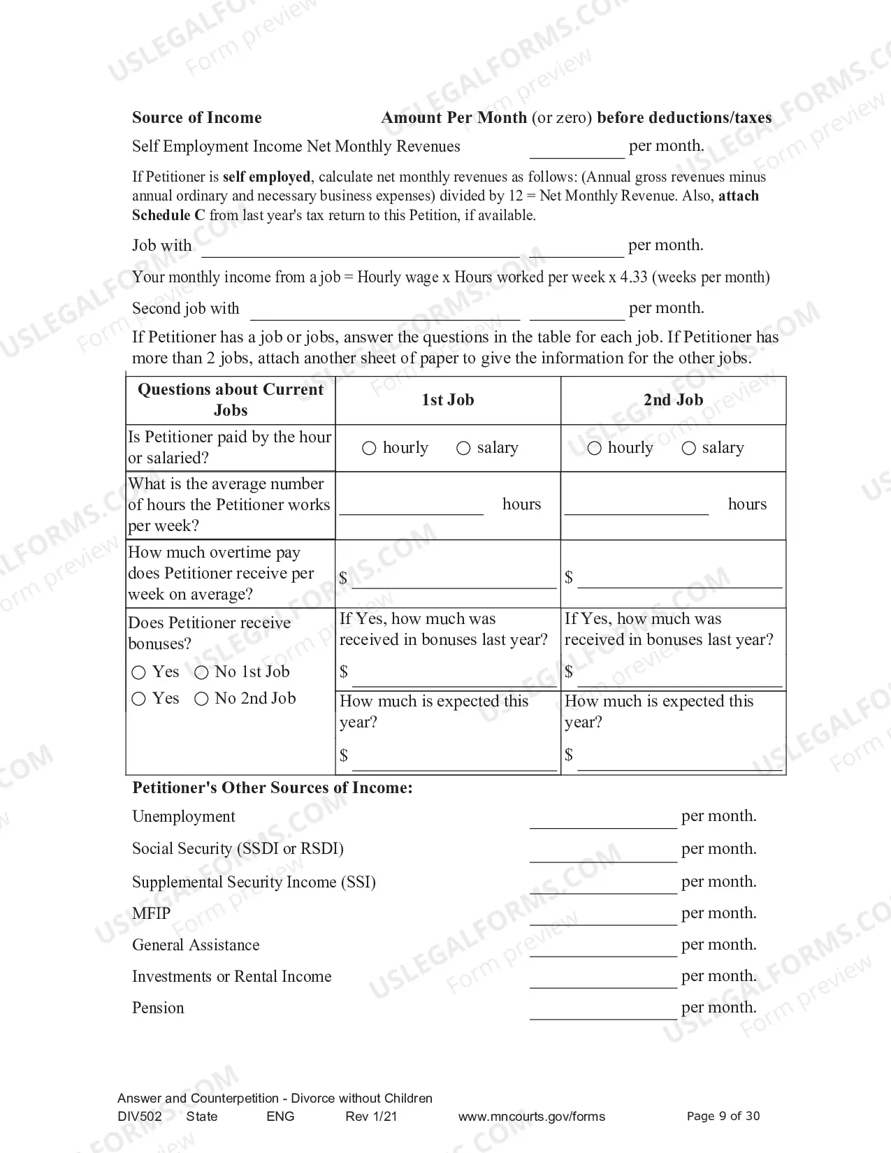 Preview Answer and Counter - Petition without Children