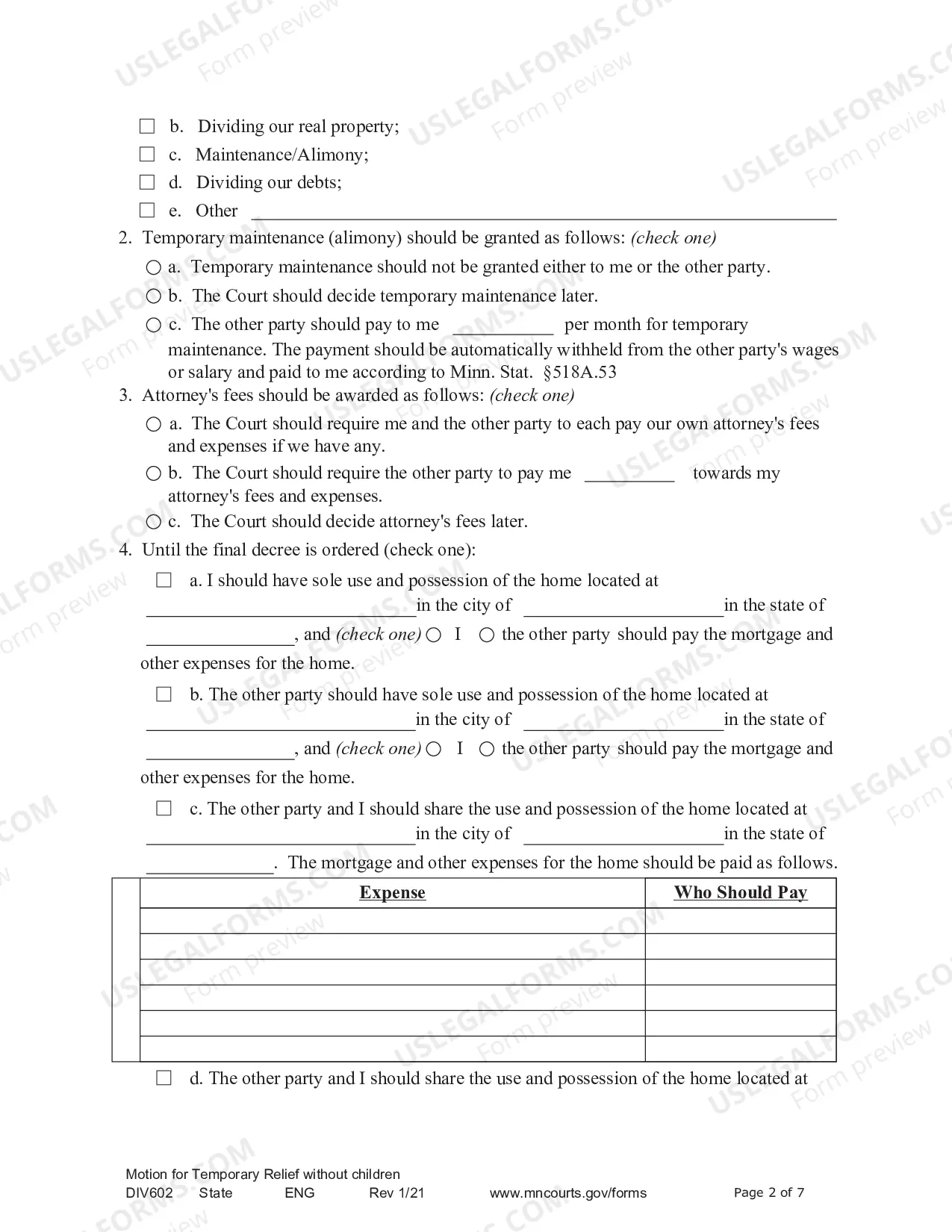 Preview Notice of Motion and Motion For Temporary Relief Without Children