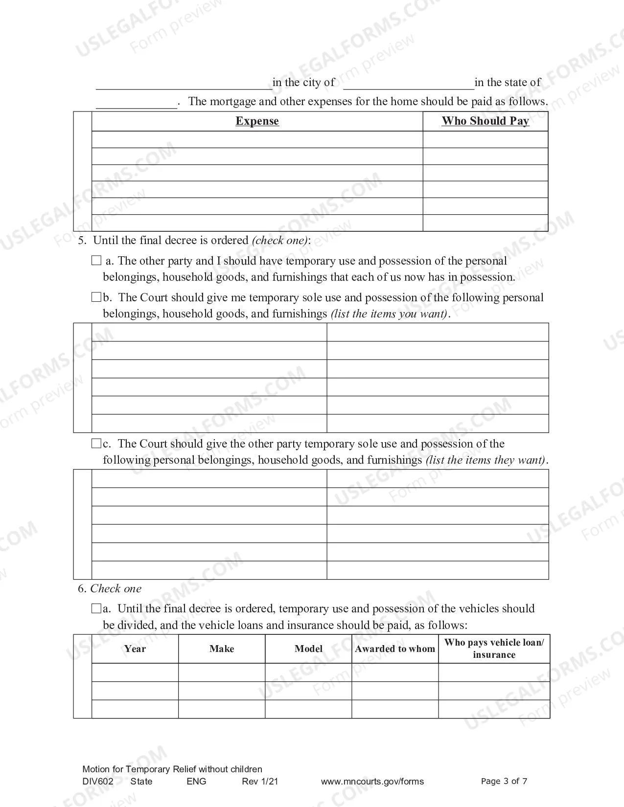 Preview Notice of Motion and Motion For Temporary Relief Without Children