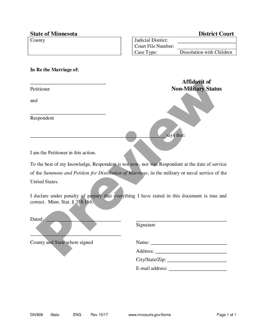 Non Military Affidavit Form Fill Out And Sign Printab 