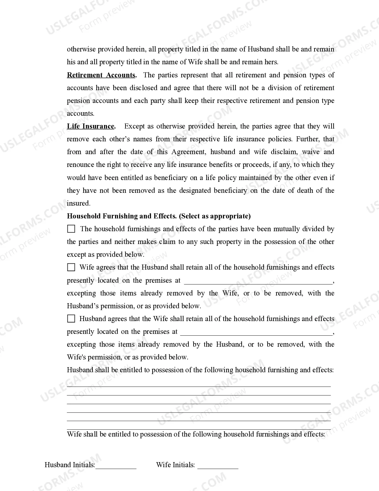 Preview Marital Domestic Separation and Property Settlement Agreement Minor Children no Joint Property or Debts effective Immediately
