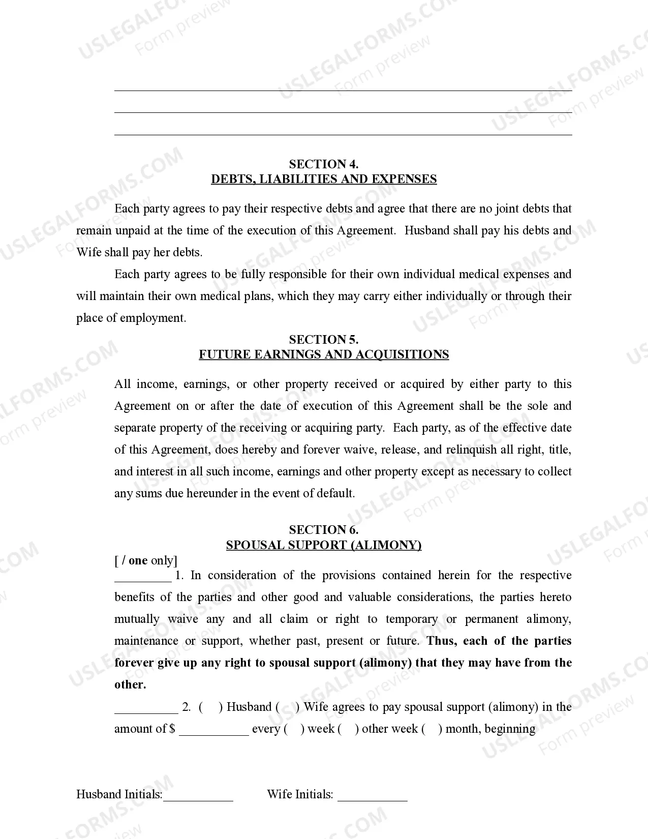 Preview Marital Domestic Separation and Property Settlement Agreement Minor Children no Joint Property or Debts effective Immediately