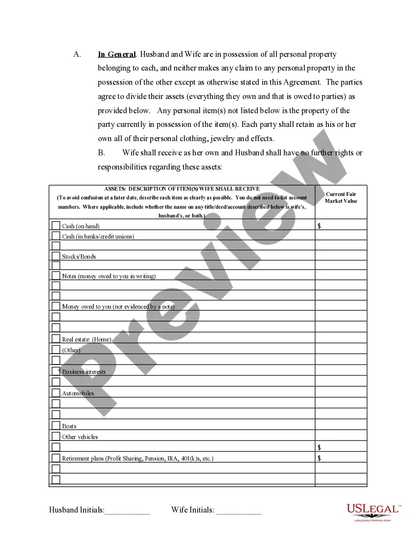 Preview Marital Domestic Separation and Property Settlement Agreement Adult Children Parties May have Joint Property or Debts where Divorce Action Filed