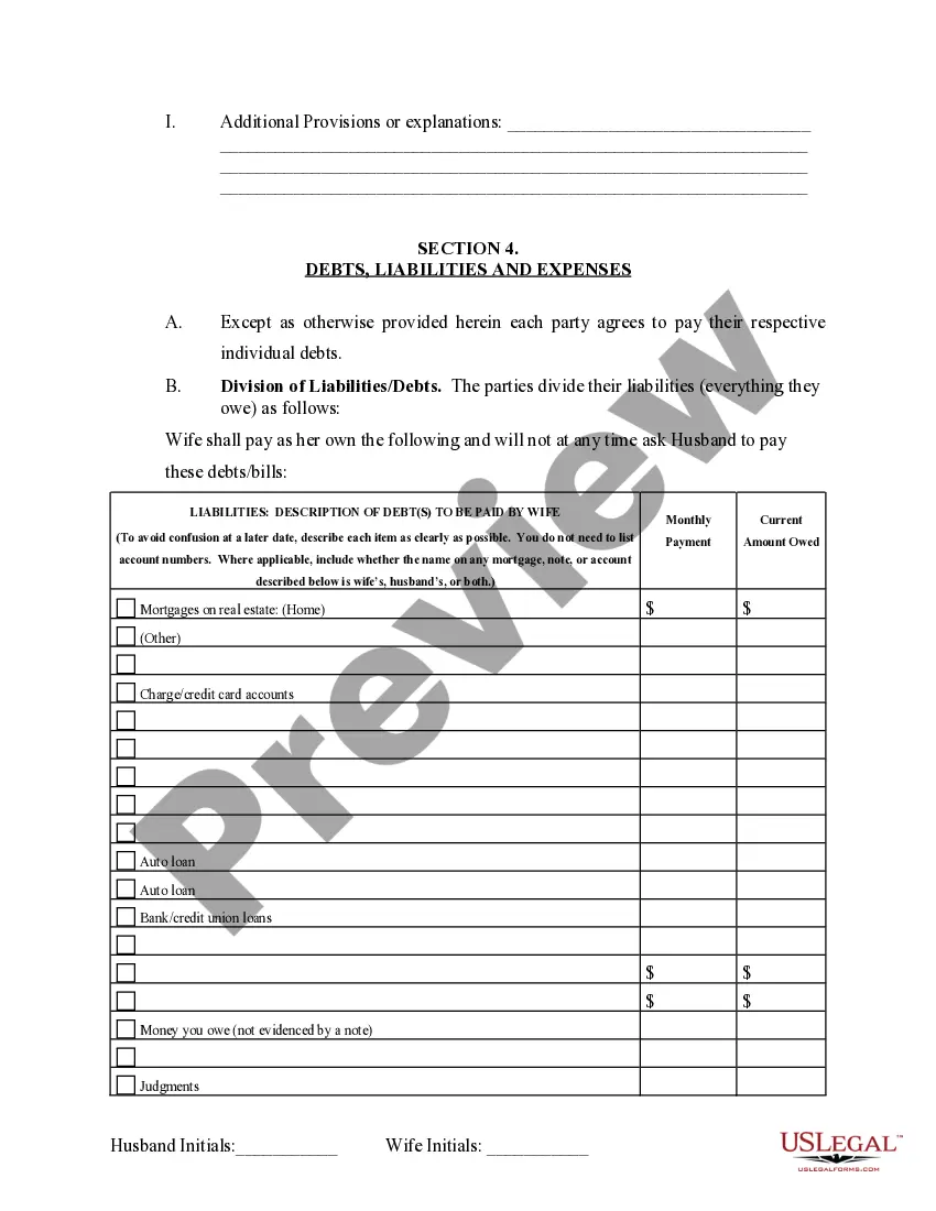 Preview Marital Domestic Separation and Property Settlement Agreement Adult Children Parties May have Joint Property or Debts where Divorce Action Filed