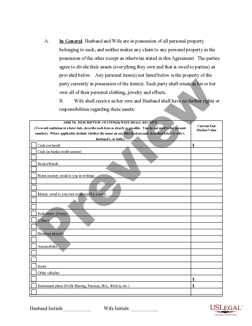 Preview Marital Domestic Separation and Property Settlement Agreement Adult Children Parties May have Joint Property or Debts effective Immediately