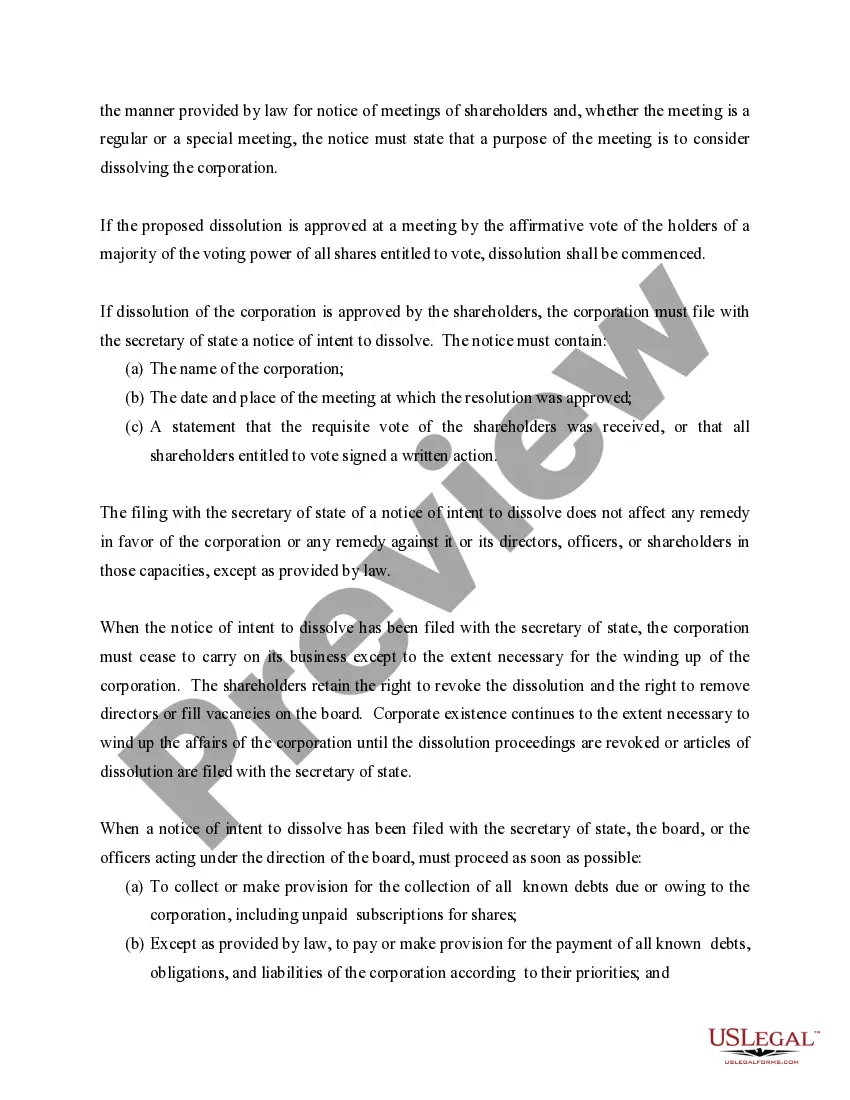 Preview Minnesota Dissolution Package to Dissolve Corporation