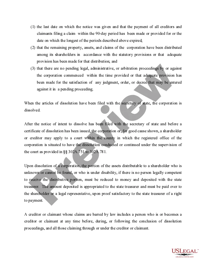 Preview Minnesota Dissolution Package to Dissolve Corporation