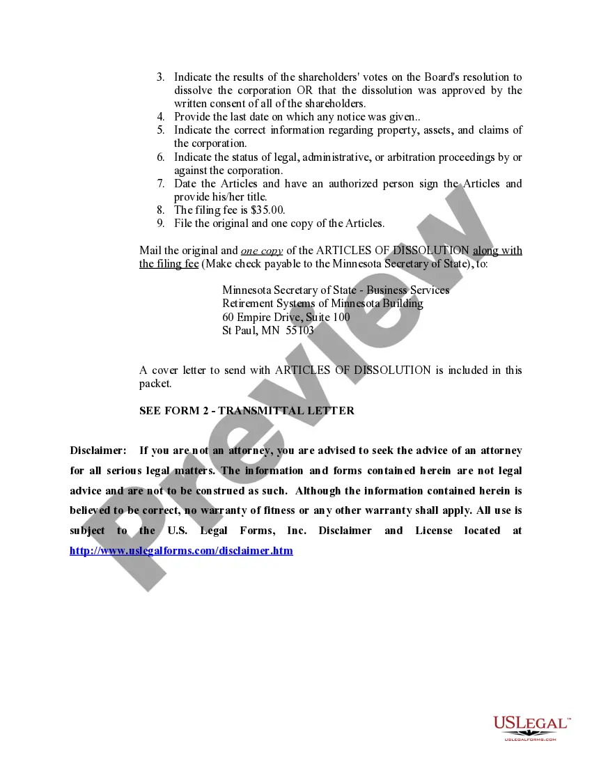 Preview Minnesota Dissolution Package to Dissolve Corporation