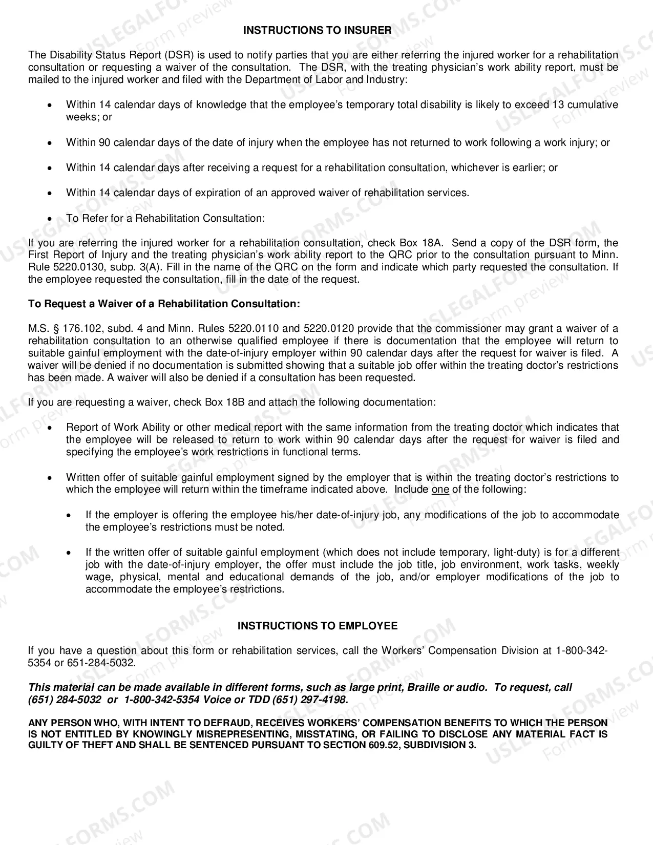 Preview Disability Status Report - Workers' Compensation