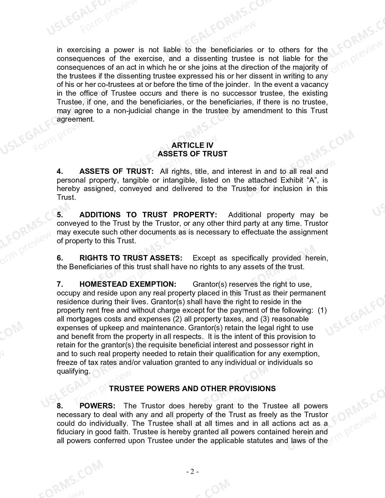 Preview Revocable Living Trust for Husband and Wife with No Children