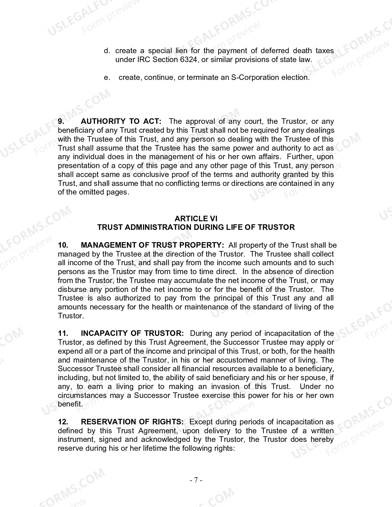 Preview Revocable Living Trust for Husband and Wife with No Children