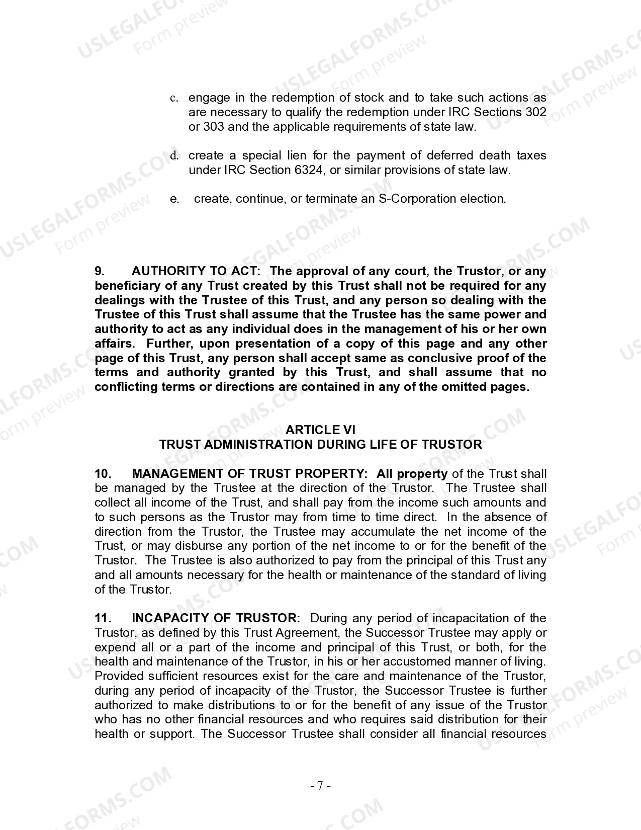 Preview Living Trust for Individual Who is Single, Divorced or Widow (or Widower) with Children