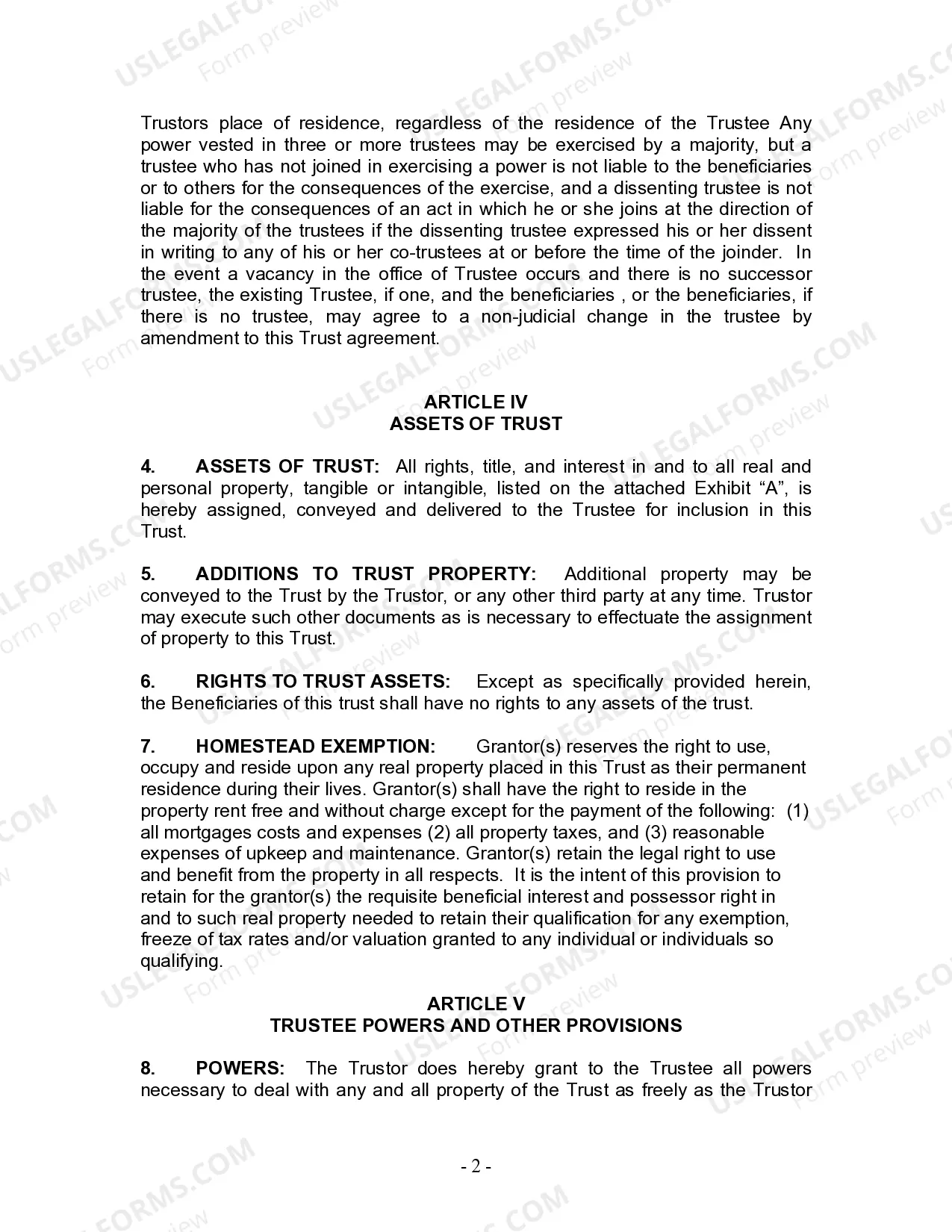 Preview Living Trust for Husband and Wife with One Child