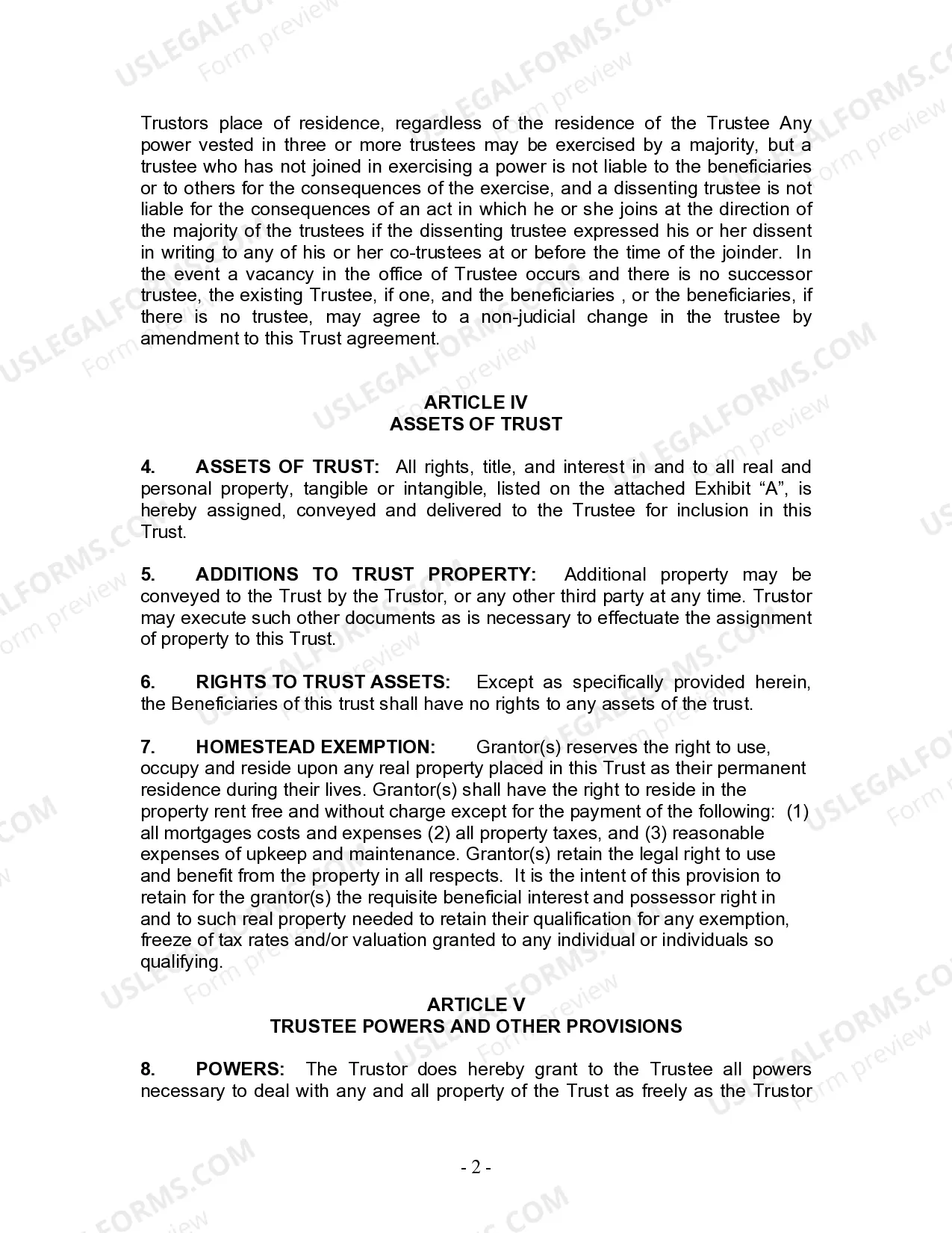 Preview Living Trust for Husband and Wife with Minor and or Adult Children