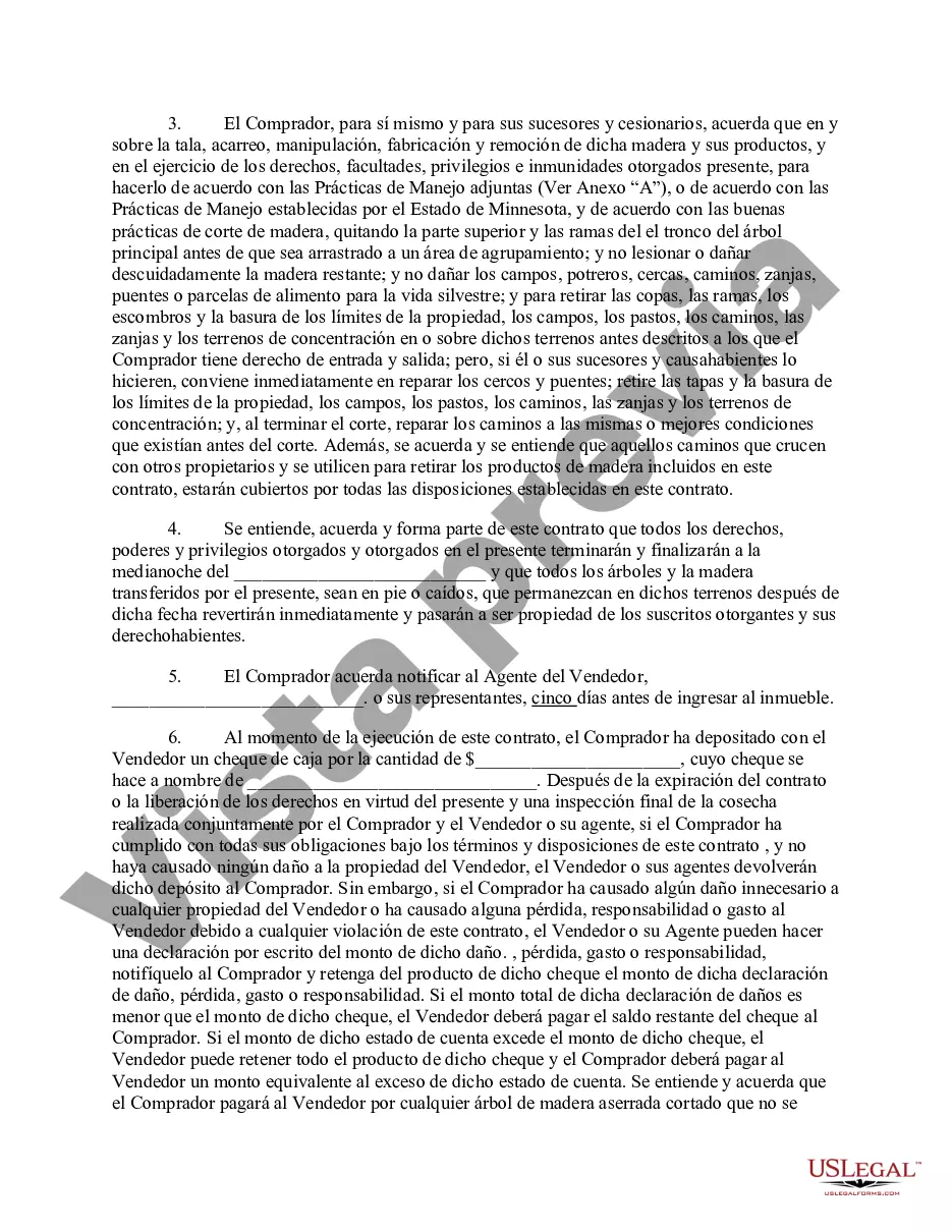 Preview Contrato de venta de madera de Minnesota