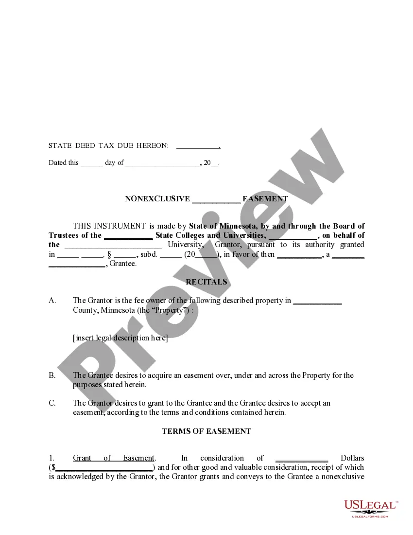 Preview Nonexclusive Roadway or Utility Easement