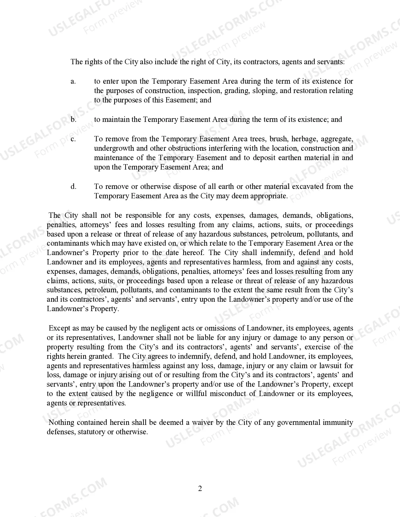 Preview Temporary Easement for Access Purposes