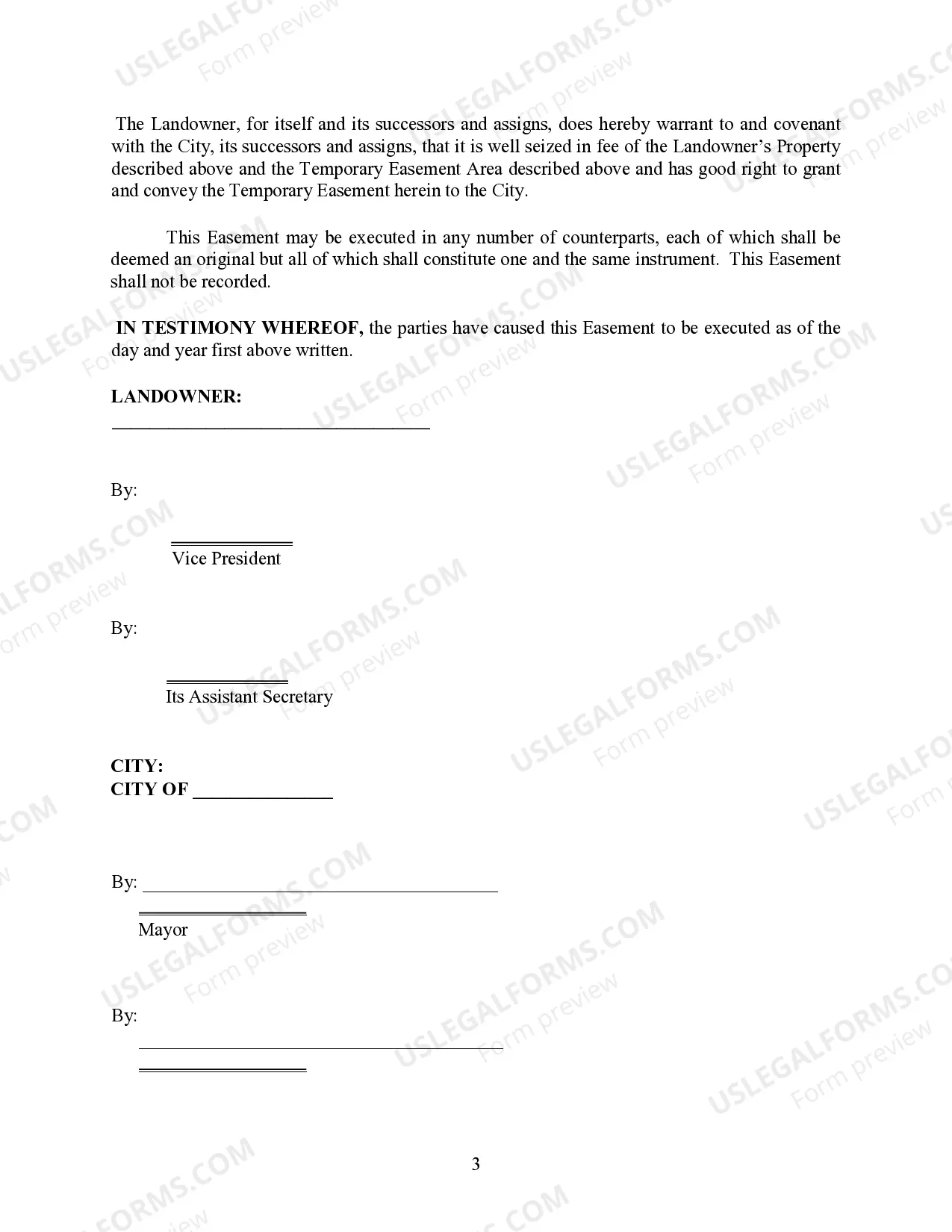 Preview Temporary Easement for Access Purposes
