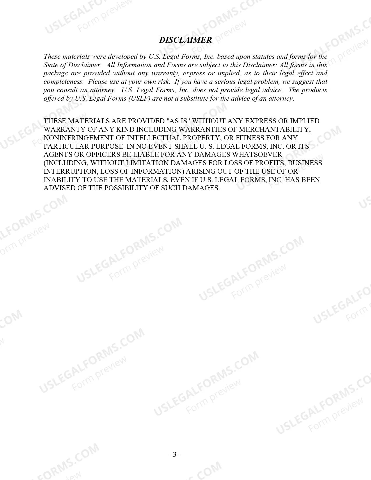 Preview Summary Administration Package - Small Estates