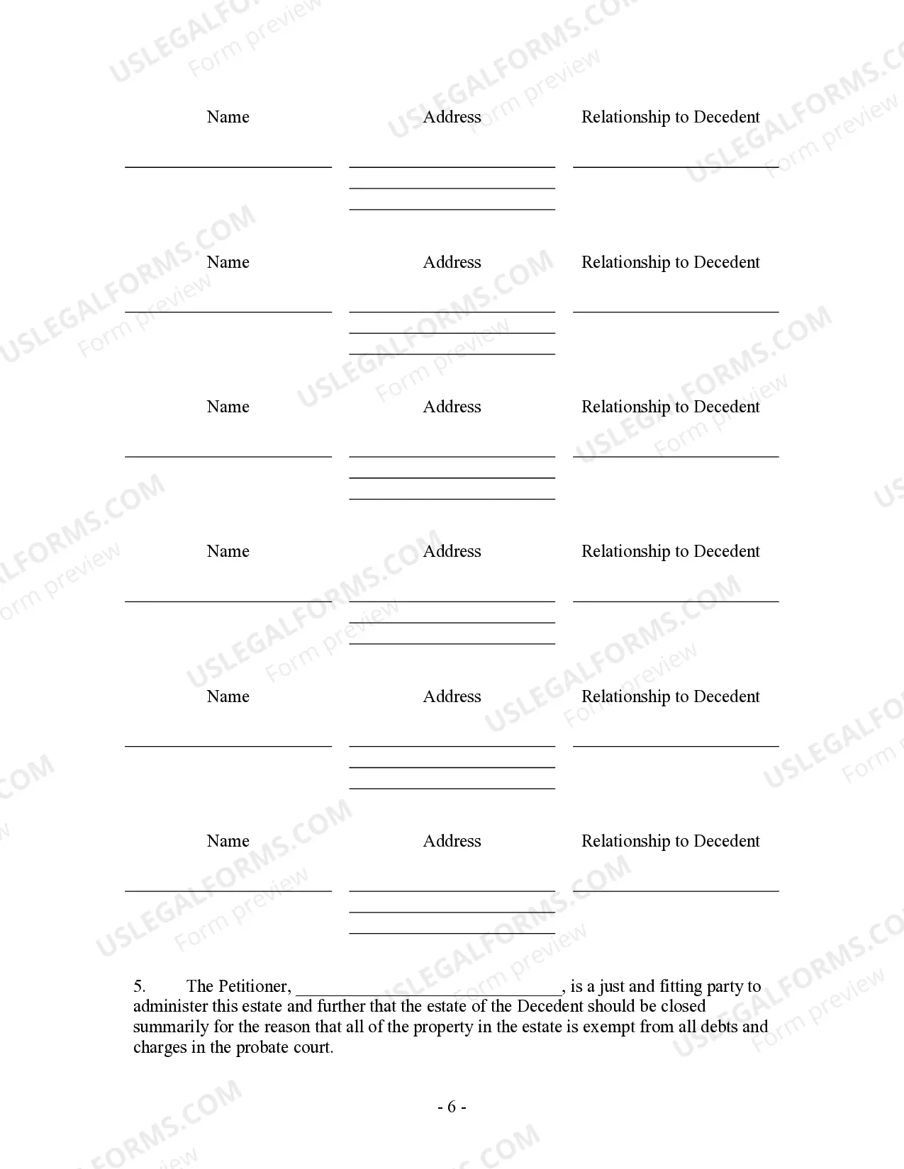 Preview Summary Administration Package - Small Estates