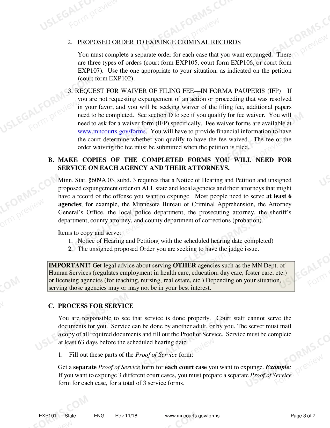 Preview Petitioner Instructions for Expungement, Sealing of Criminal Records