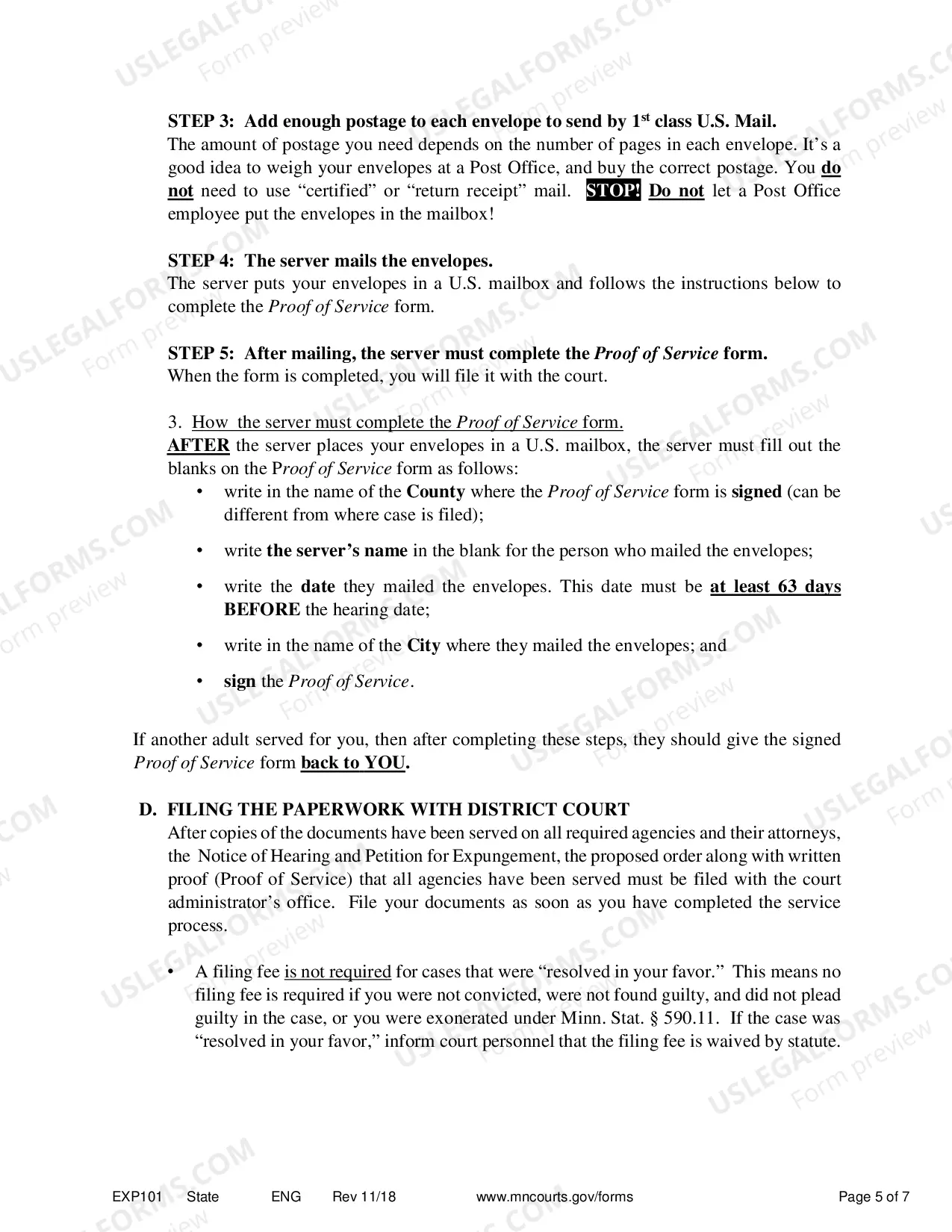 Preview Petitioner Instructions for Expungement, Sealing of Criminal Records