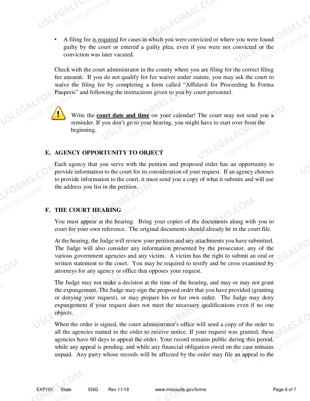 Preview Petitioner Instructions for Expungement, Sealing of Criminal Records