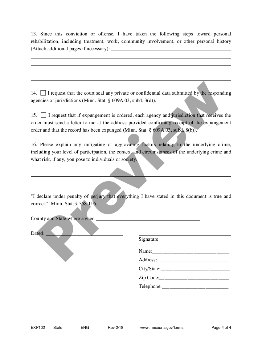 Minnesota Notice of Hearing and Petition for Expungement Mn Expungement Cost US Legal Forms Minnesota Notice of Hearing and Petition for Expungement Mn Expungement Cost US Legal Forms