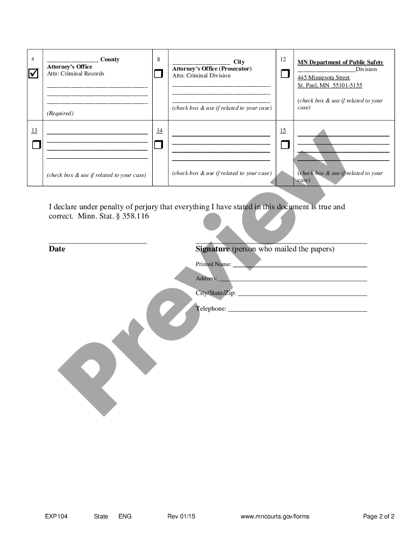 Minnesota Affidavit of Service Criminal Expungement Mn Expungement Forms US Legal Forms Minnesota Affidavit of Service Criminal Expungement Mn Expungement Forms US Legal Forms