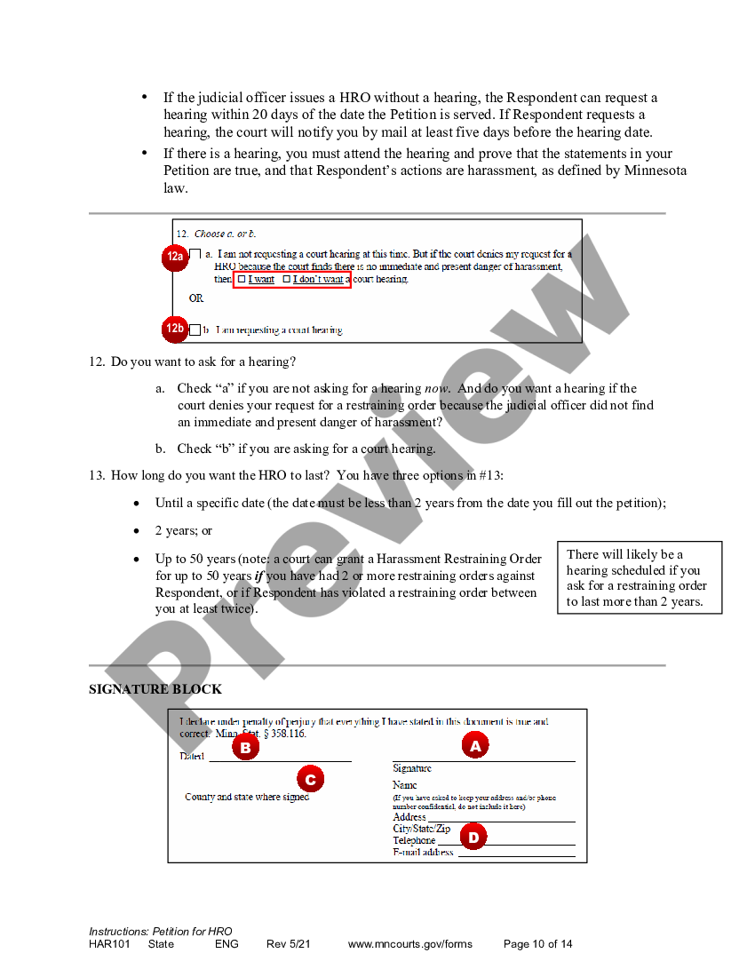 Minnesota How to Apply for a Harassment Restraining Order Harassment