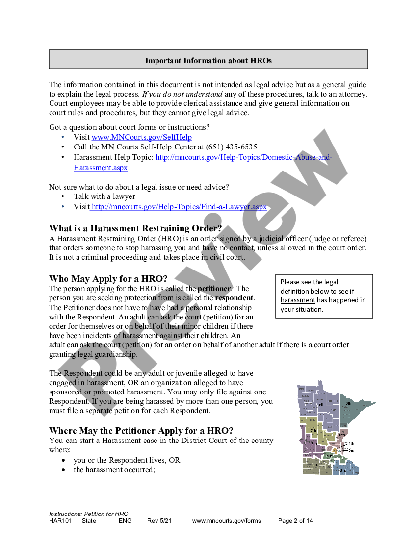 Minnesota How to Apply for a Harassment Restraining Order Harassment