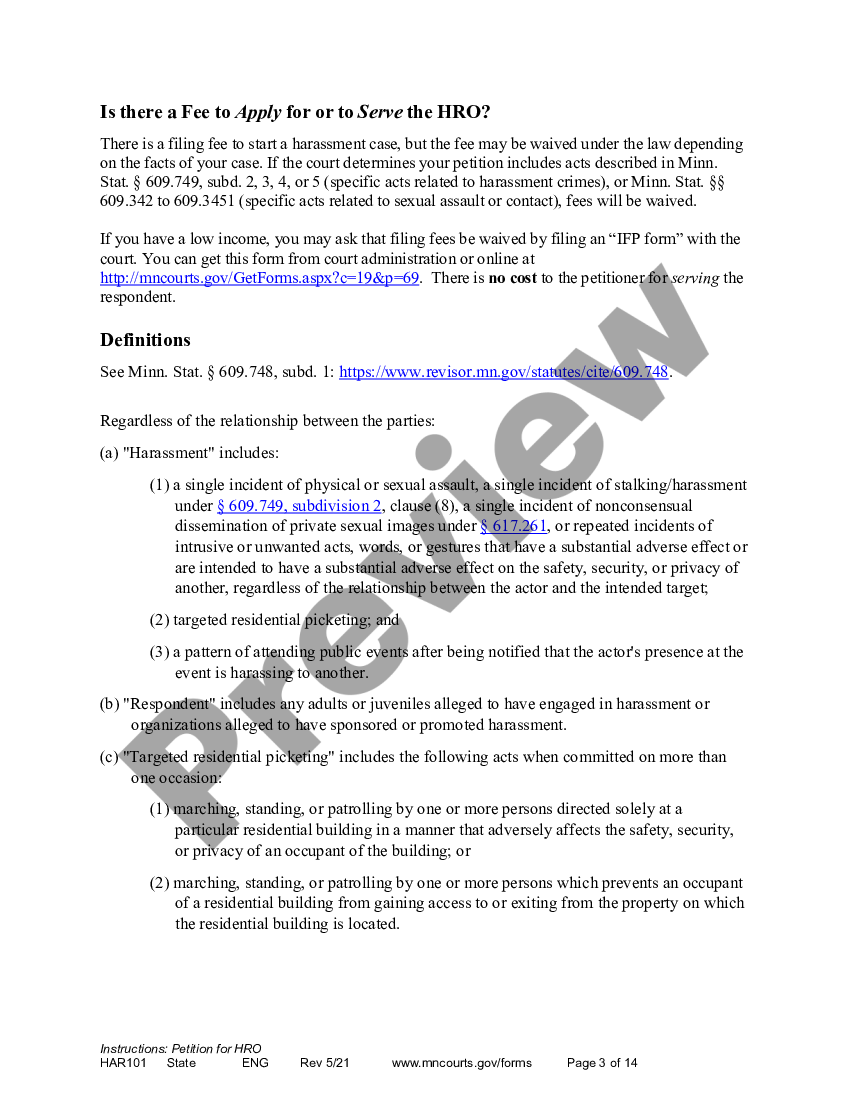 Hennepin Minnesota How to Apply for a Harassment Restraining Order