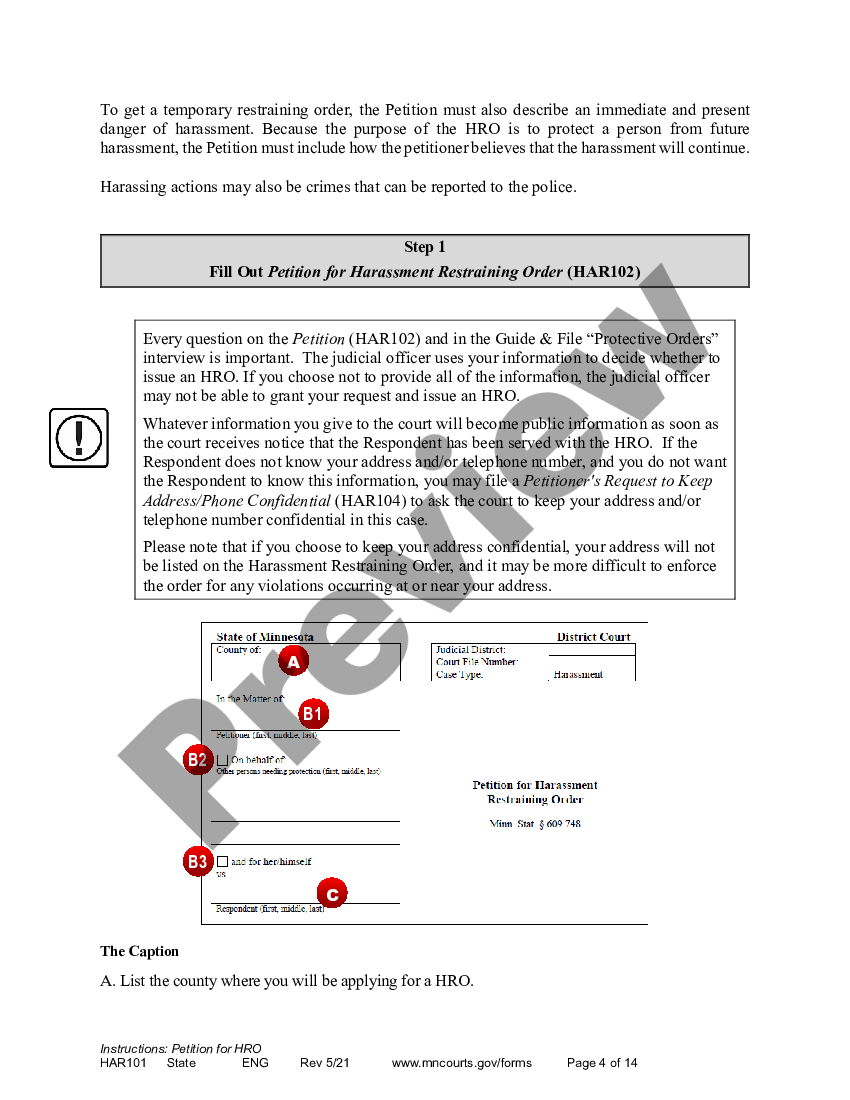 Minnesota How to Apply for a Harassment Restraining Order Harassment