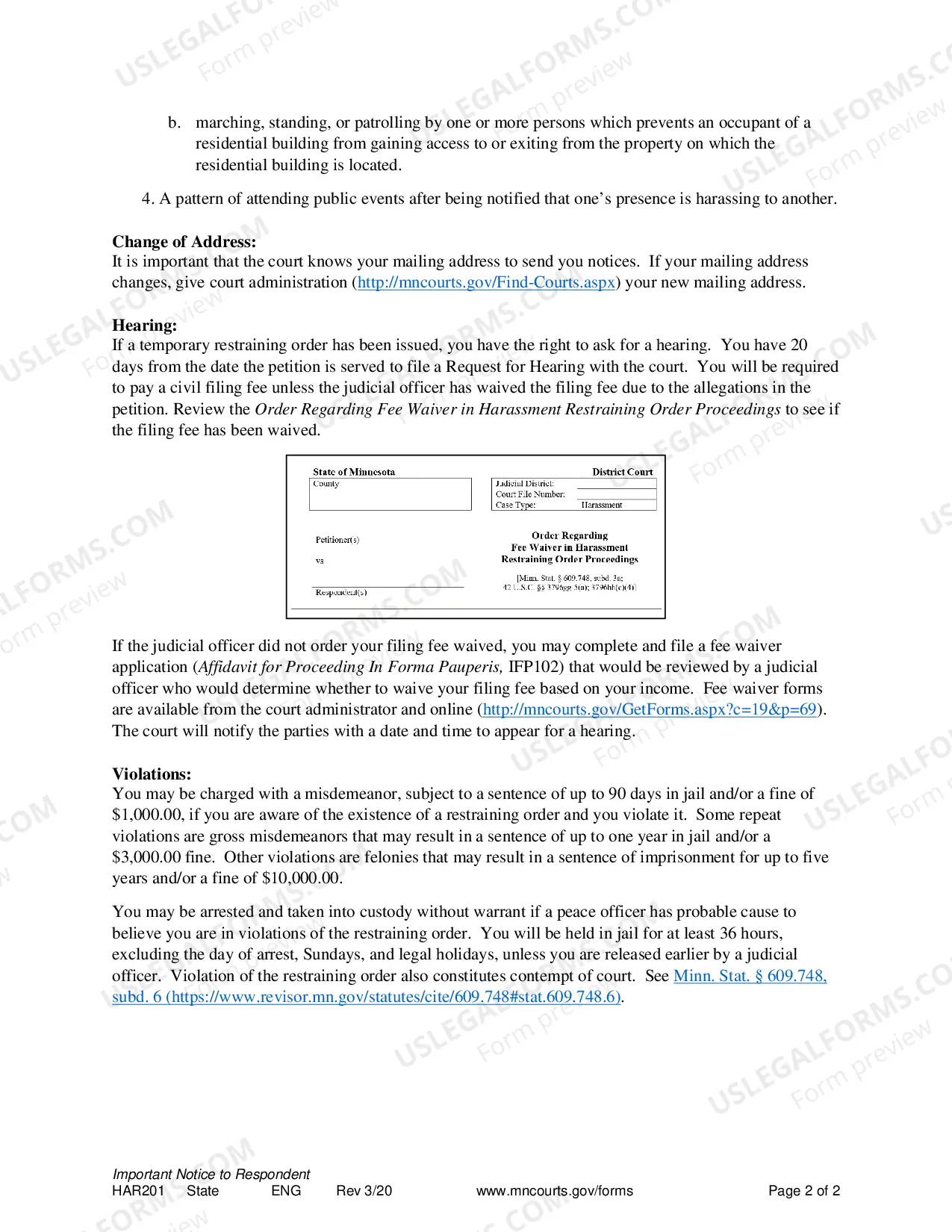 Preview Notice to Respondent