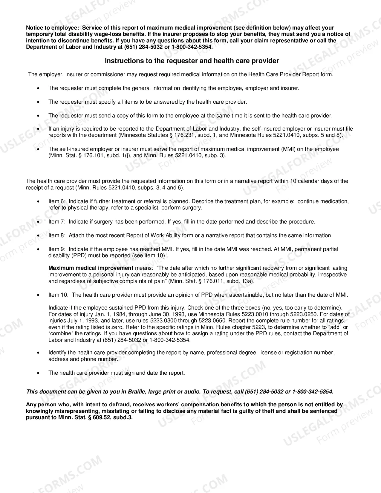 Preview Health Care Provider Report for Workers' Compensation