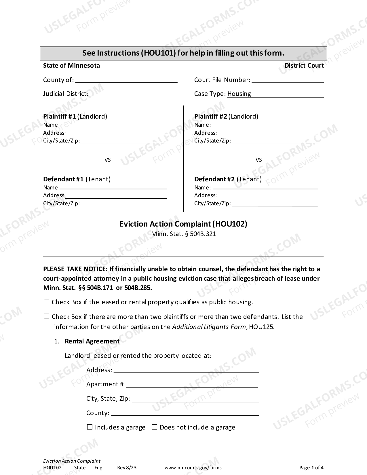 Minnesota Eviction Action Complaint - 1 