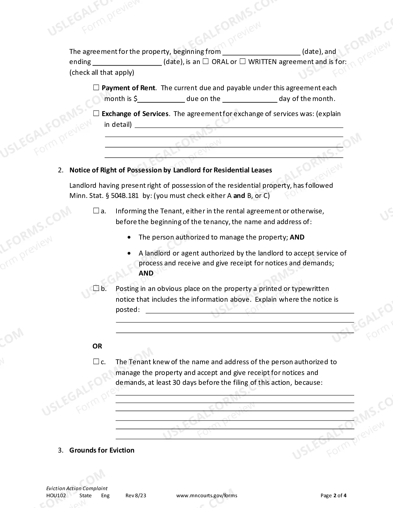 Preview Eviction Action Complaint