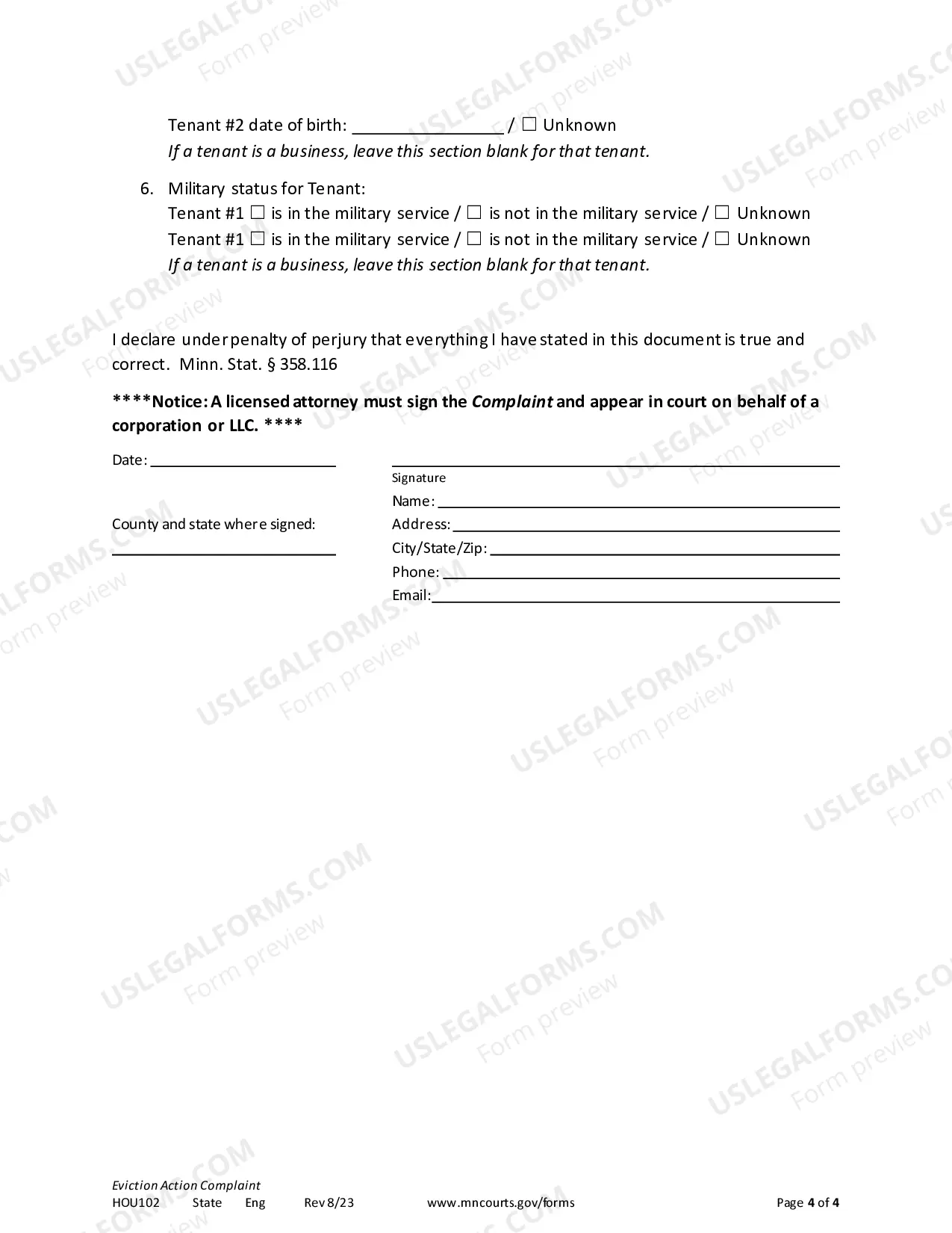 Preview Eviction Action Complaint