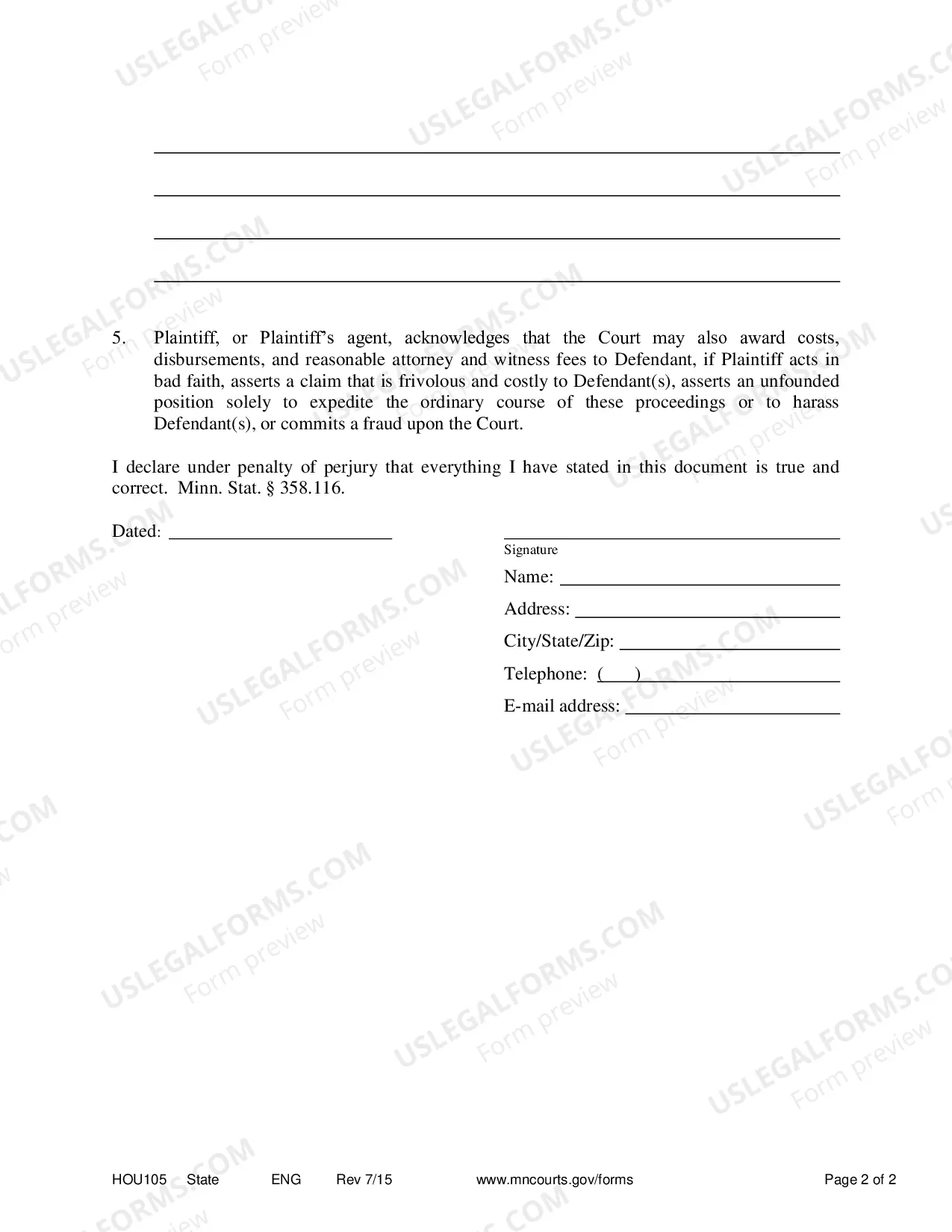 Preview Affidavit in Support of Request for Expedited Hearing