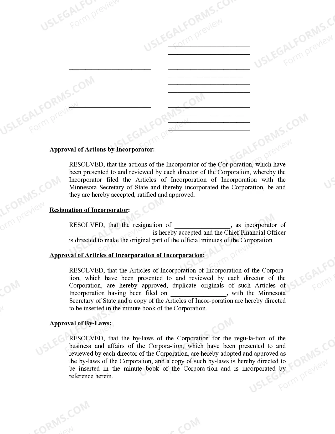 Preview Minutes for Organizational Meeting