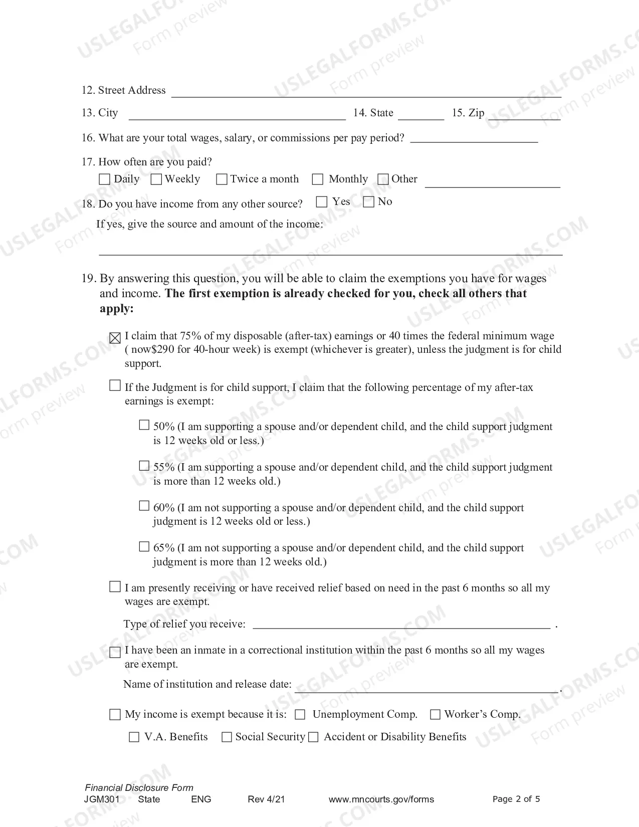 Preview Financial Disclosure Form
