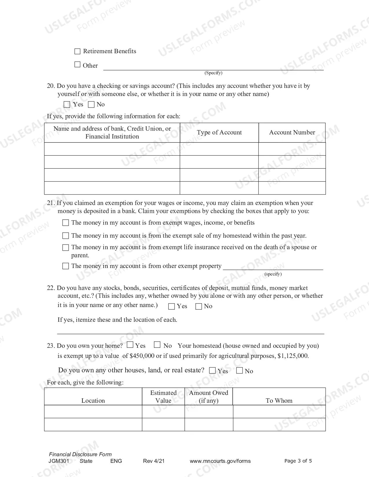 Preview Financial Disclosure Form