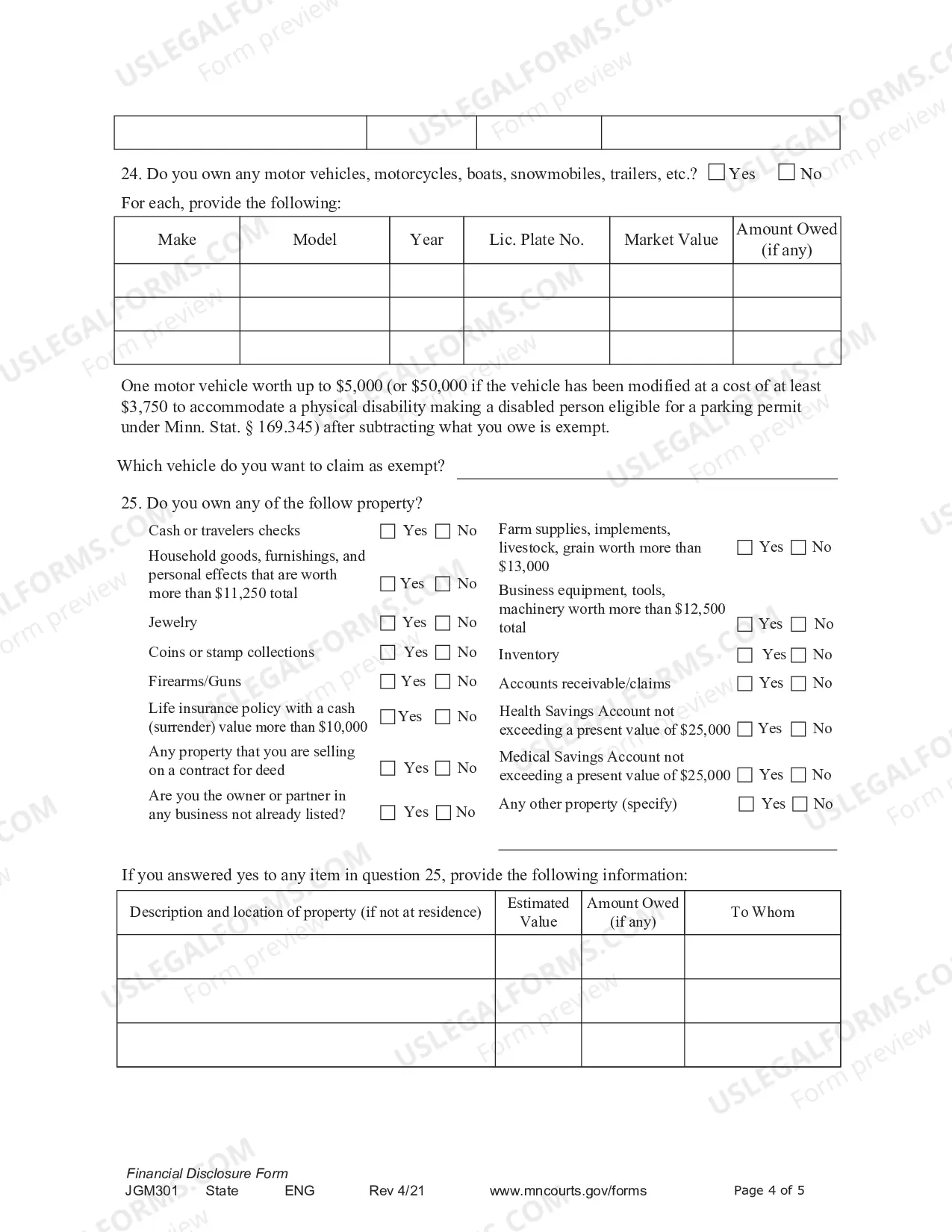 Preview Financial Disclosure Form