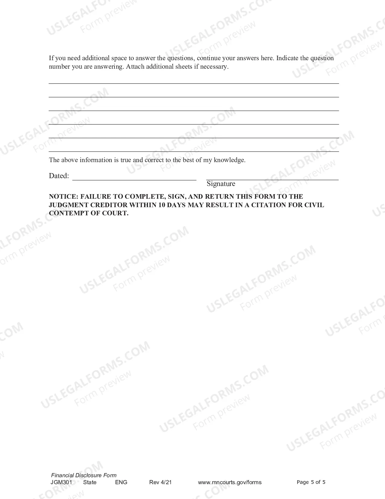 Preview Financial Disclosure Form
