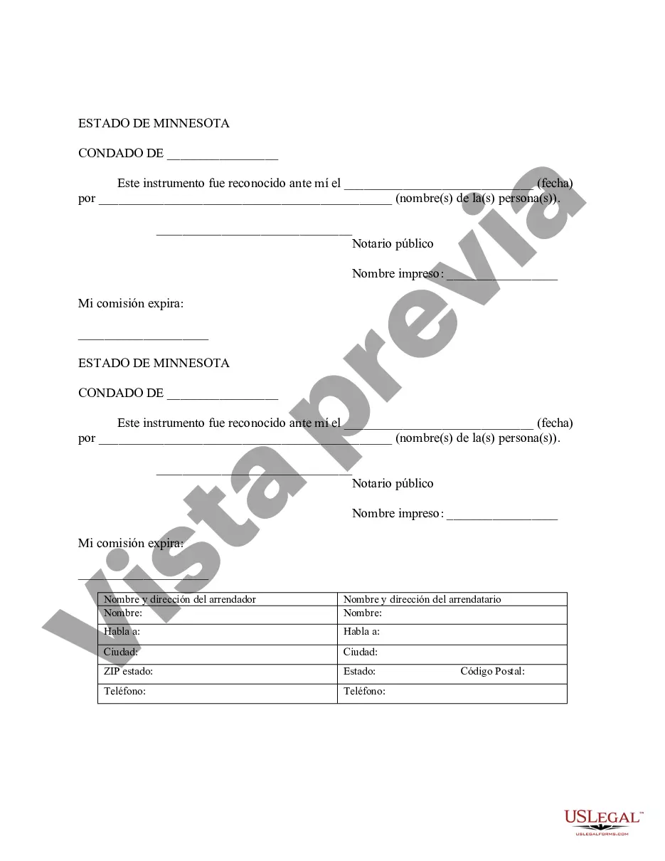 Preview Aviso de Arrendamiento para Grabación